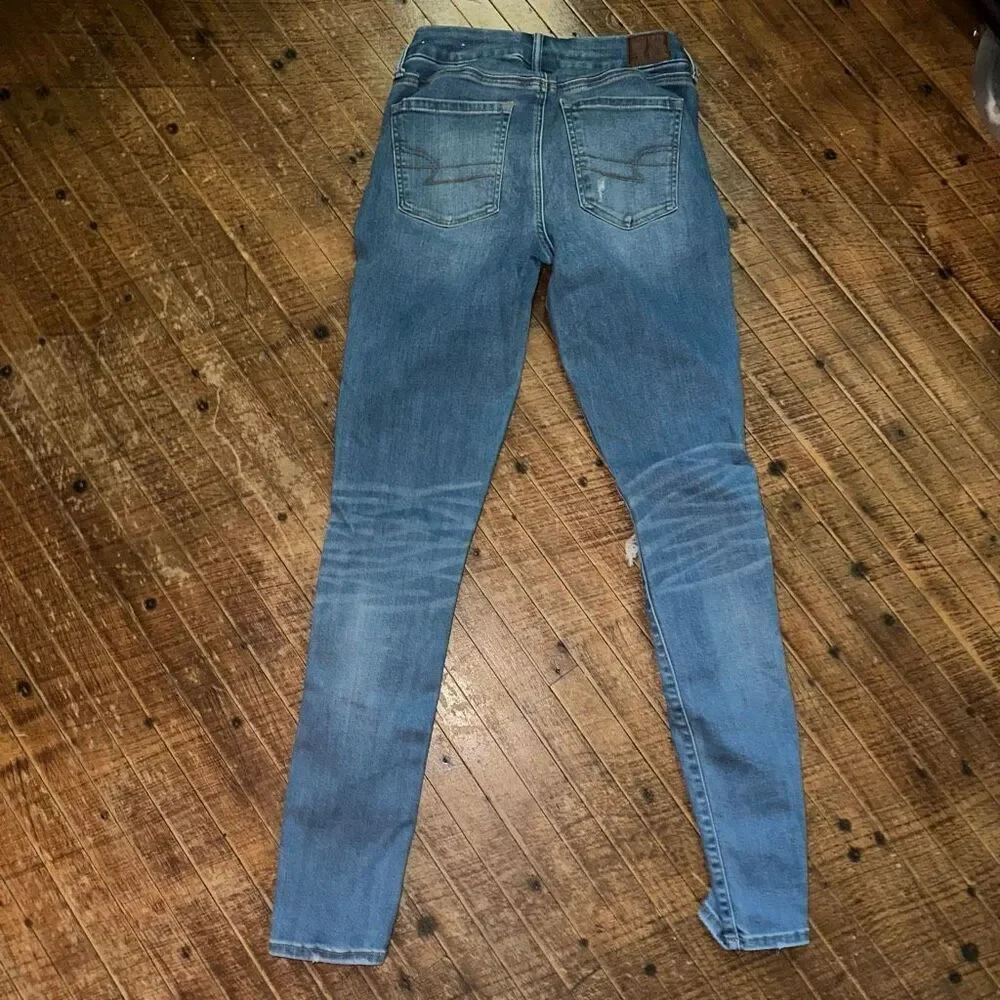 American Eagle next level stretch hi-rise light wash 6 long jeggings - Picture 4 of 4